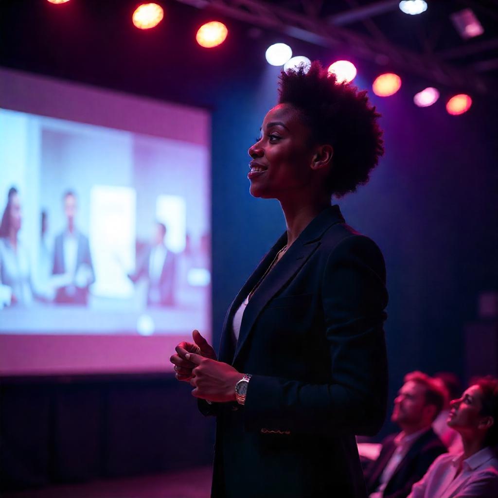 Professional speaker presenting to audience